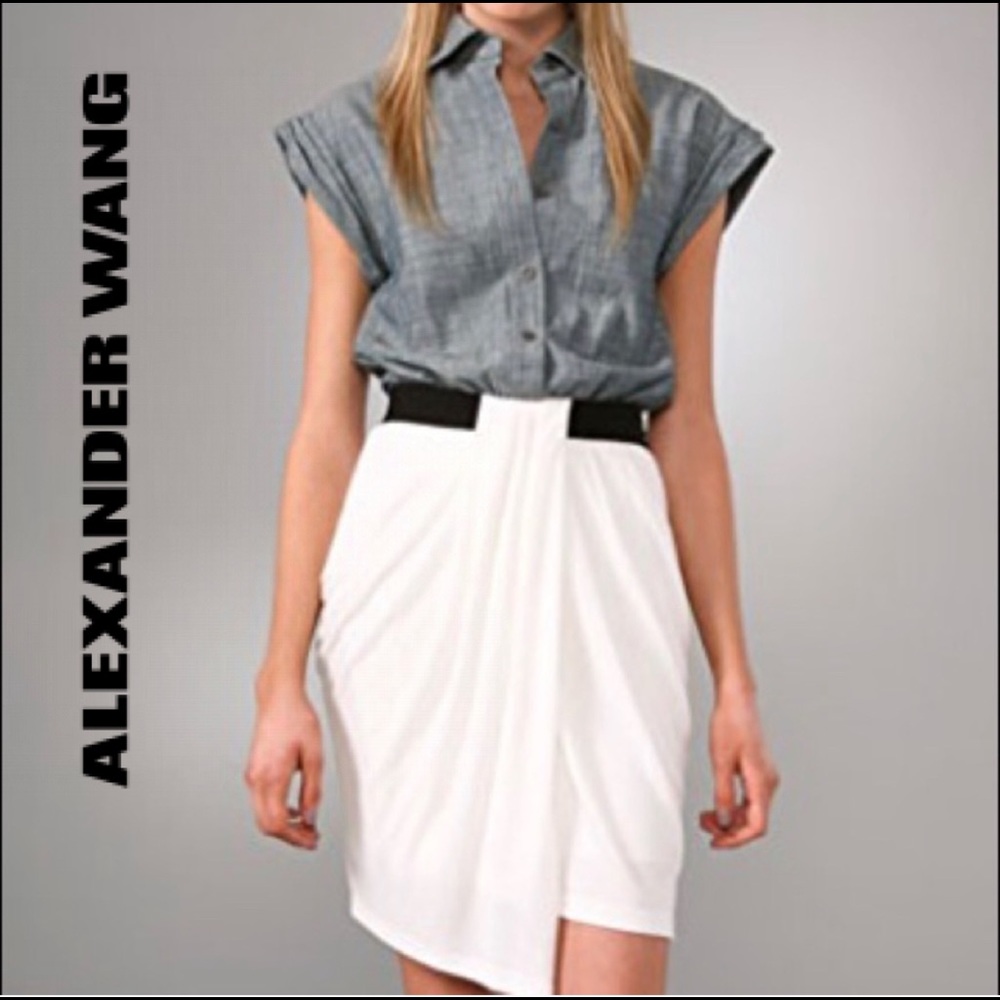 Alexander Wang | Chambray Jersey Collared Dress.